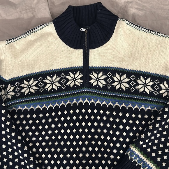 Lands’End Nordic Fair Isle 1/4 Zip Pullover Sweater Size XXL - Picture 5 of 8
